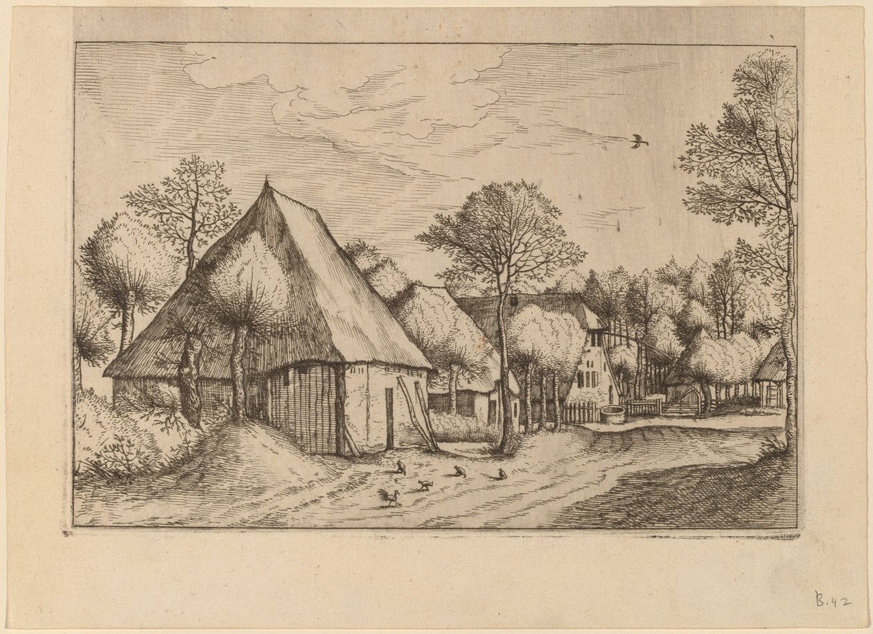 Un Patio de Granja con un Pozo de Agua de Johannes van Doetechum, the Elder and Lucas