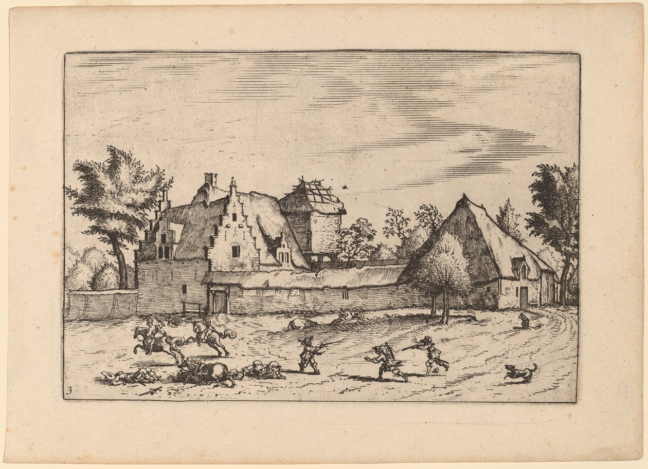 Granjas en un patio de Johannes van Doetechum, the Elder and Lucas