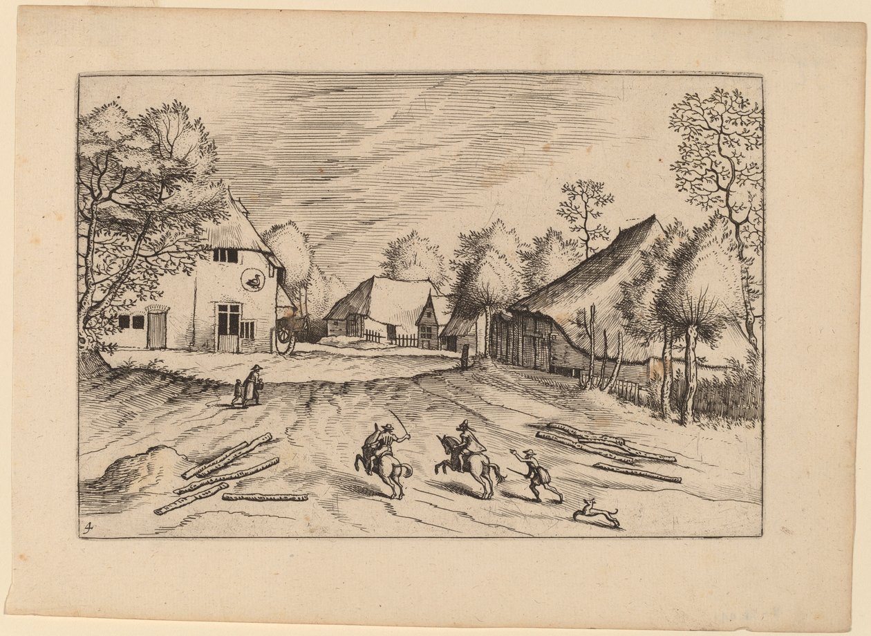 La posada del cisne con granjas de Johannes van Doetechum, the Elder and Lucas