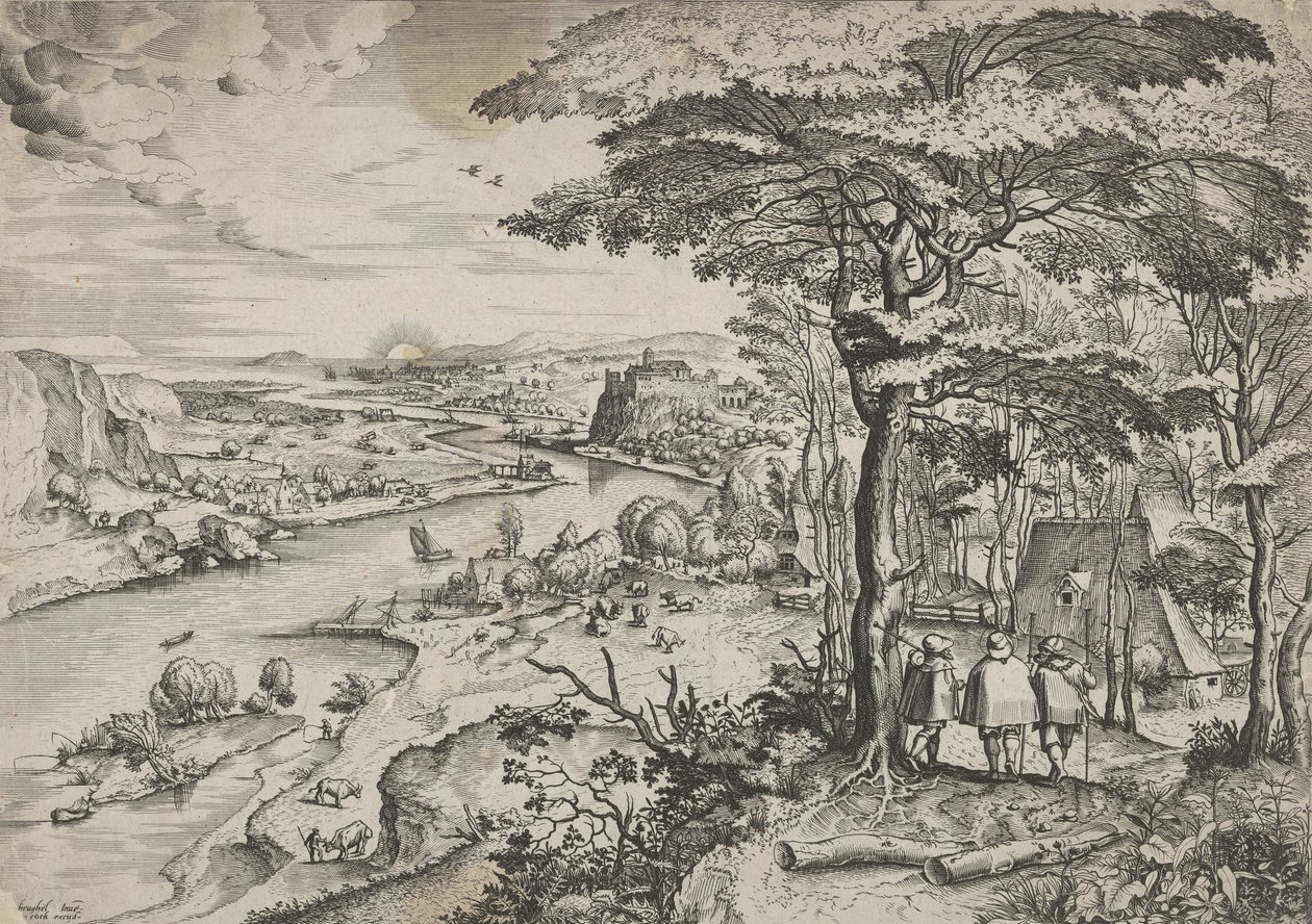 Euntes en Emaús (Paisaje con peregrinos en Emaús), ca. 1555-56. Creadores: Johannes van Doetecum I, Lucas van Doetecum de Johannes and Lucas van Doetecum