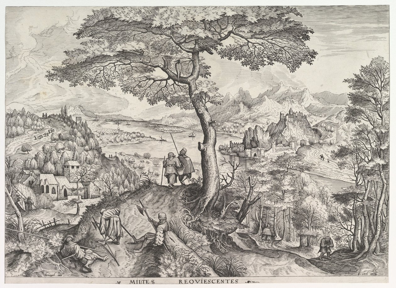 Soldados en reposo Milites requiescentes de Los Grandes Paisajes, ca. 1555-56 de Johannes van Doetecum I