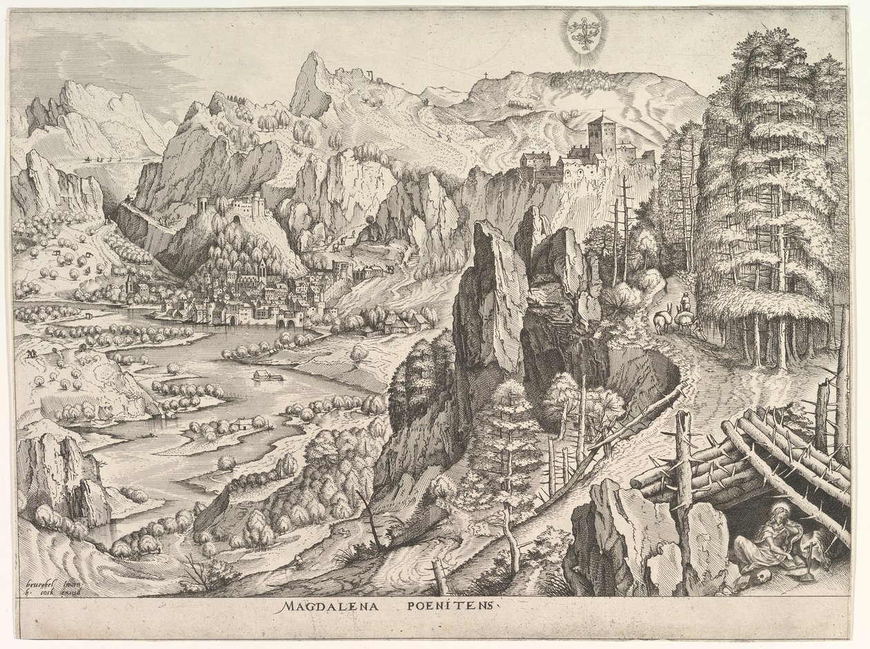 La Magdalena penitente Magdalena Poenitens de Los grandes paisajes, ca. 1555-56 de Johannes van Doetecum I