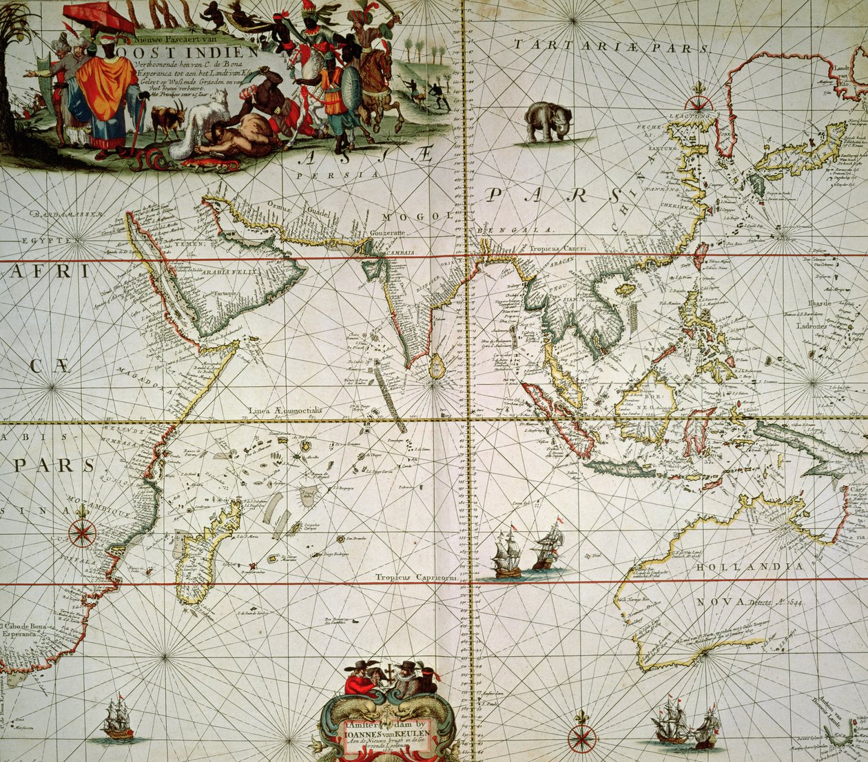 Mapa de África, India, Océano Índico e Indias Orientales de Johannes van Keulen