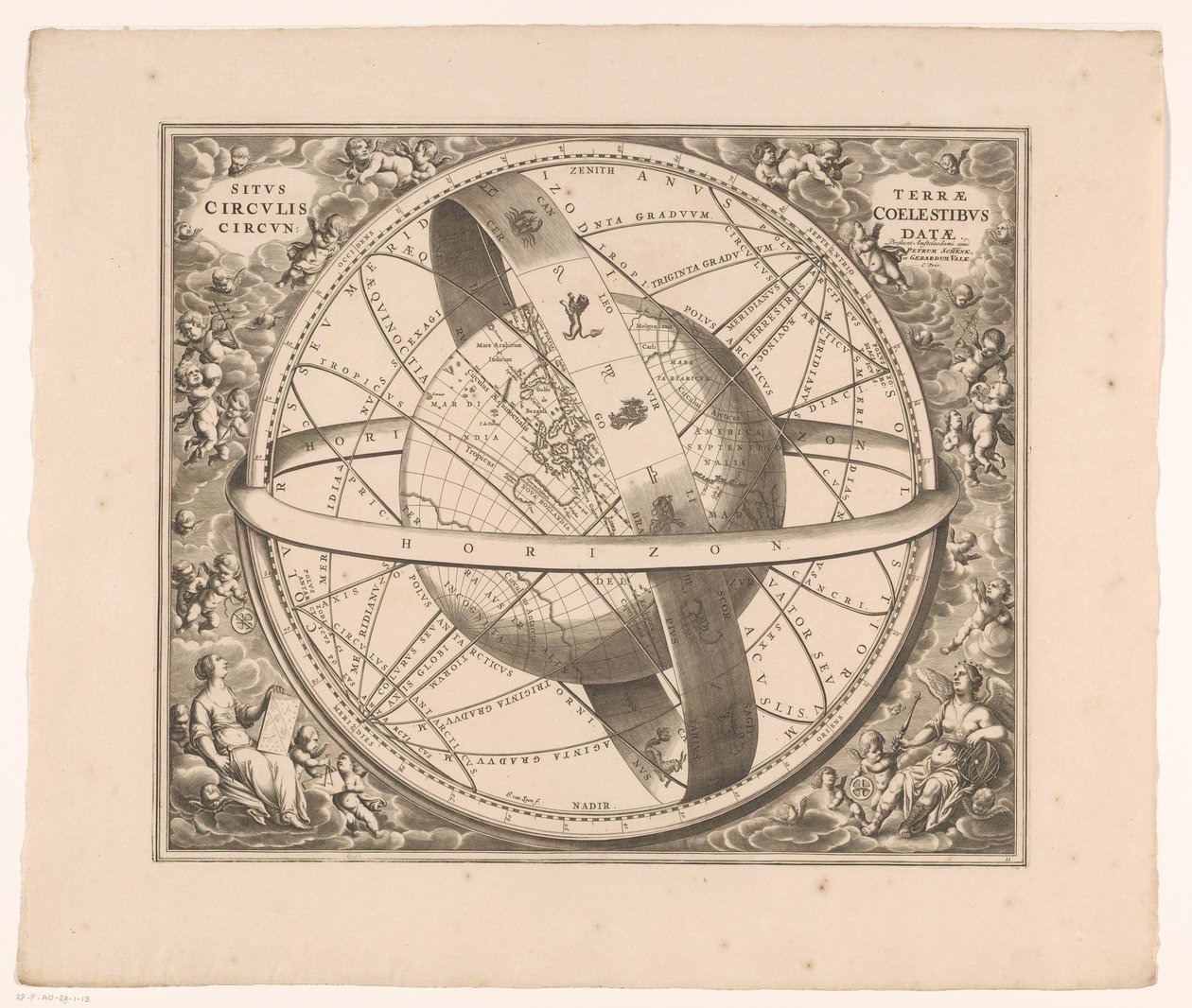 Mapa celeste de la Tierra según el sistema de Ptolomeo
Situs terrae circulis coelestibus circundatae (título del objeto) de Johannes van Loon