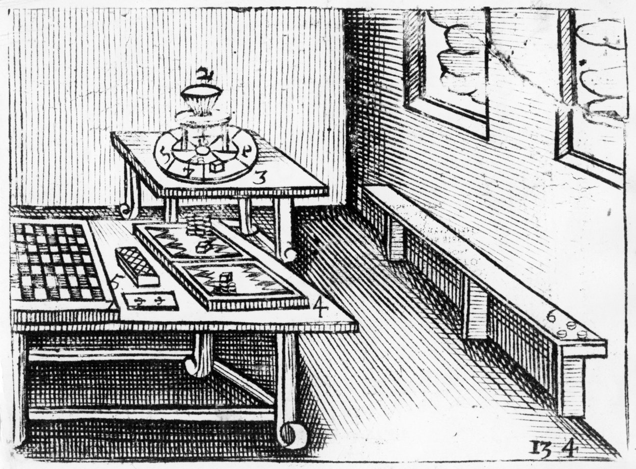 Juegos de Mesa de Orbis Sensualium Pictus, 1658 de John Amos Comenius