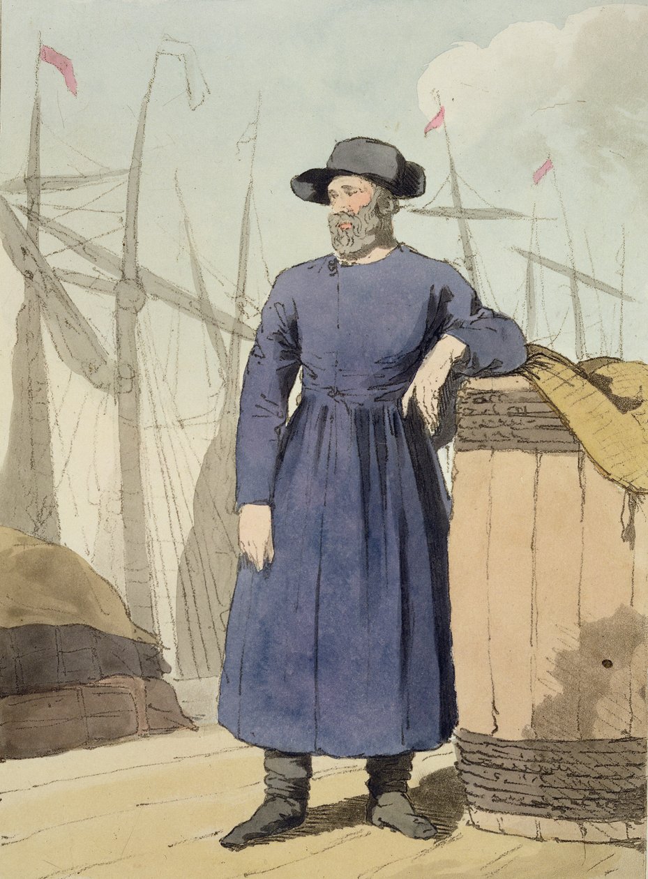 Comerciante ruso, grabado por el artista, publicado en 1804 de John Augustus Atkinson