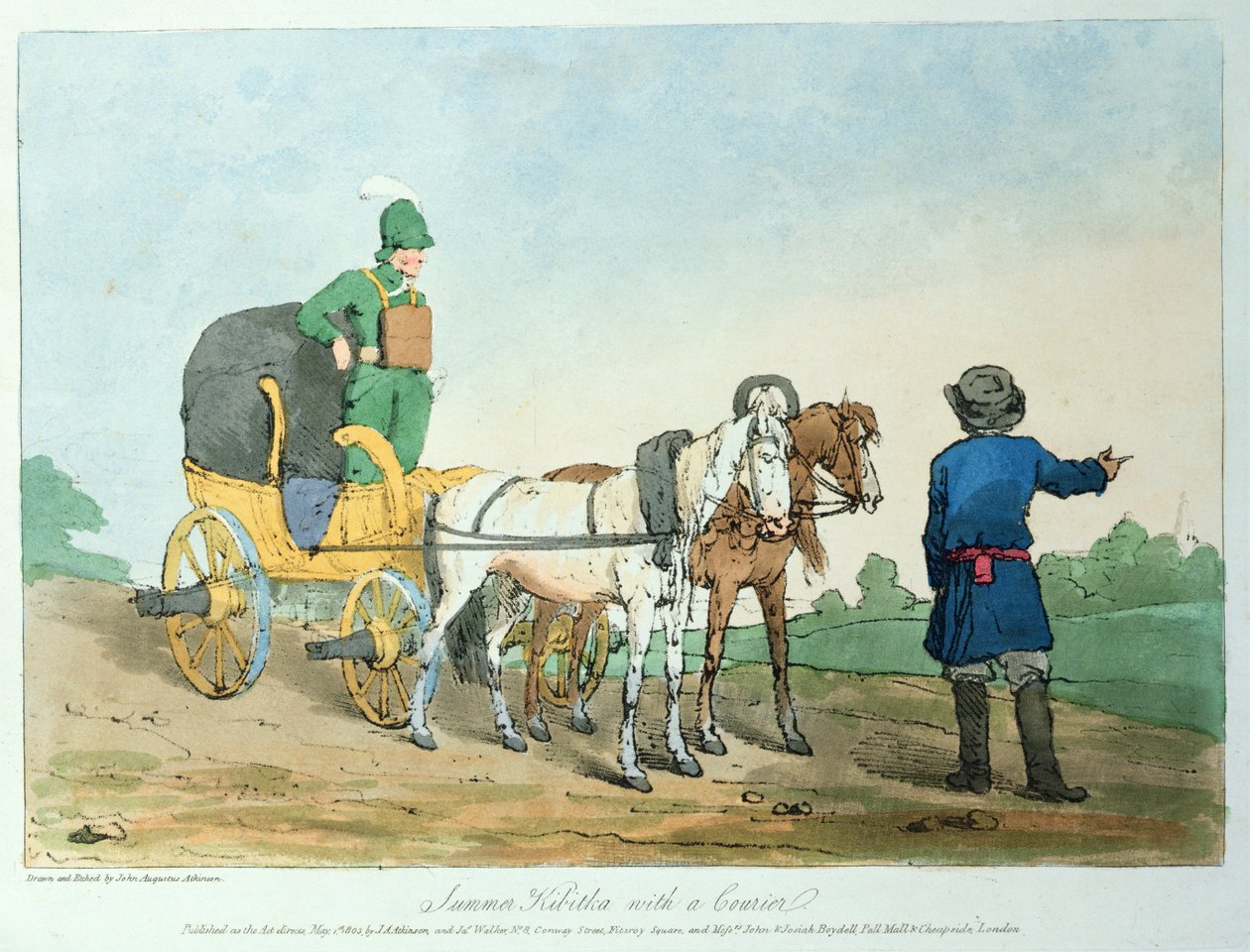 Kibitka de verano con un mensajero, 1803 de John Augustus Atkinson