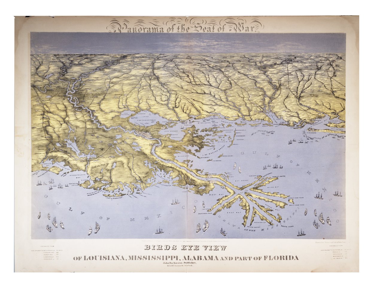 Panorama del teatro de guerra: Vista aérea de Luisiana, Misisipi, Alabama y parte de Florida, 1861 de John Bachmann