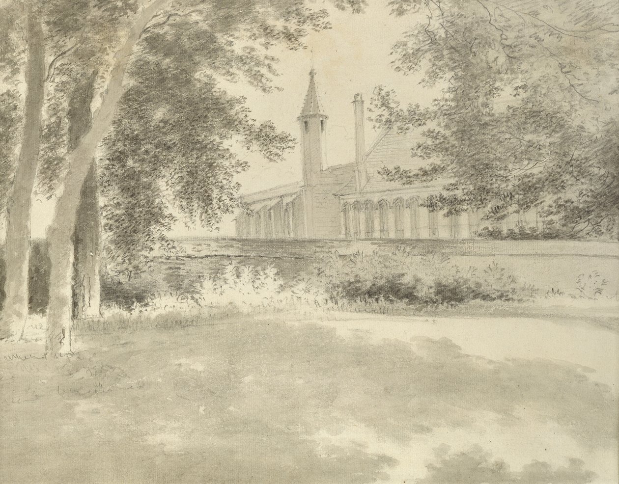 Capilla y Biblioteca de Balliol desde el Grove, 2 de agosto de 1783 de John Baptist Malchair