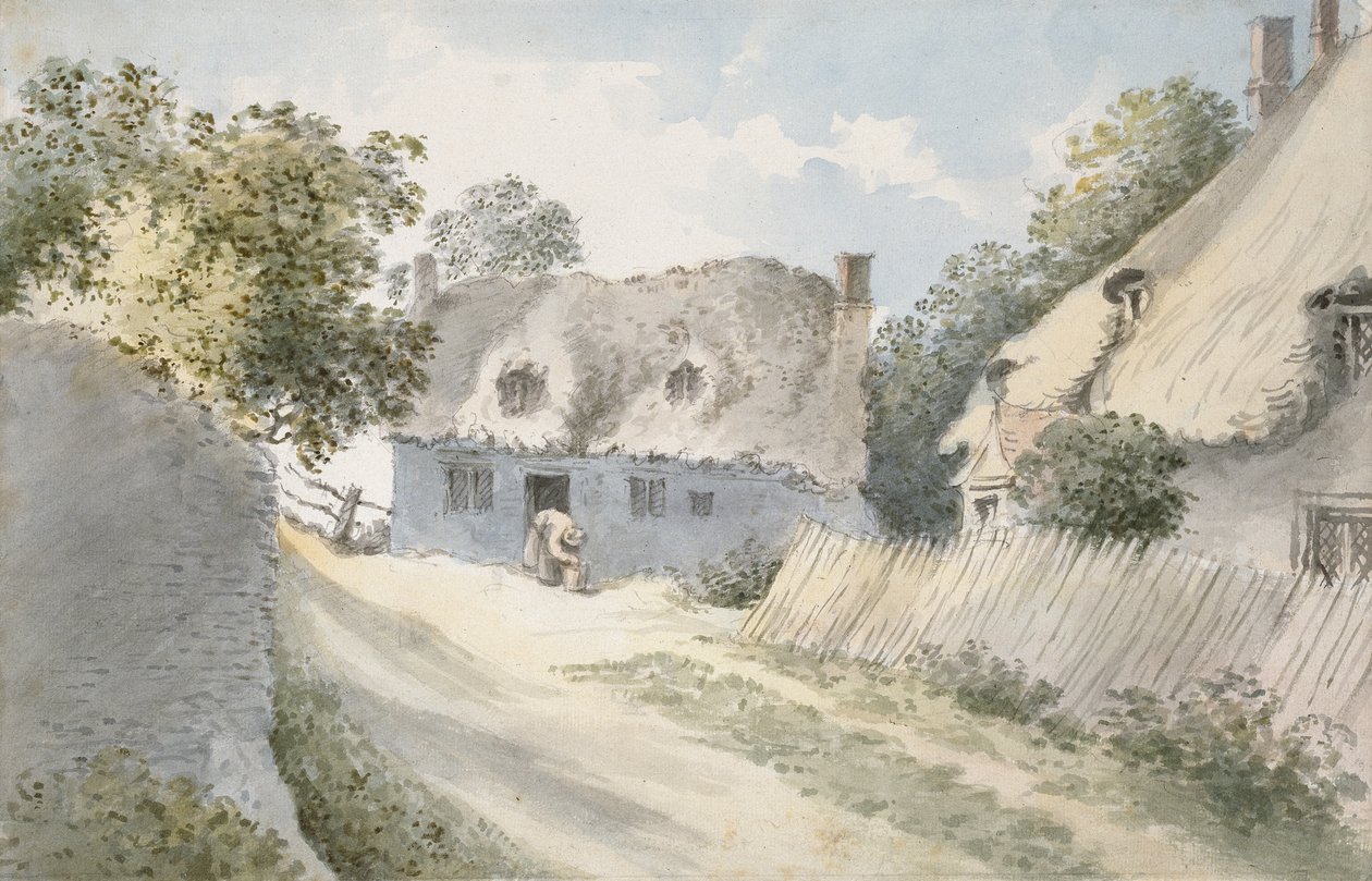 Casas de campo en una calle del pueblo de John Baptist Malchair
