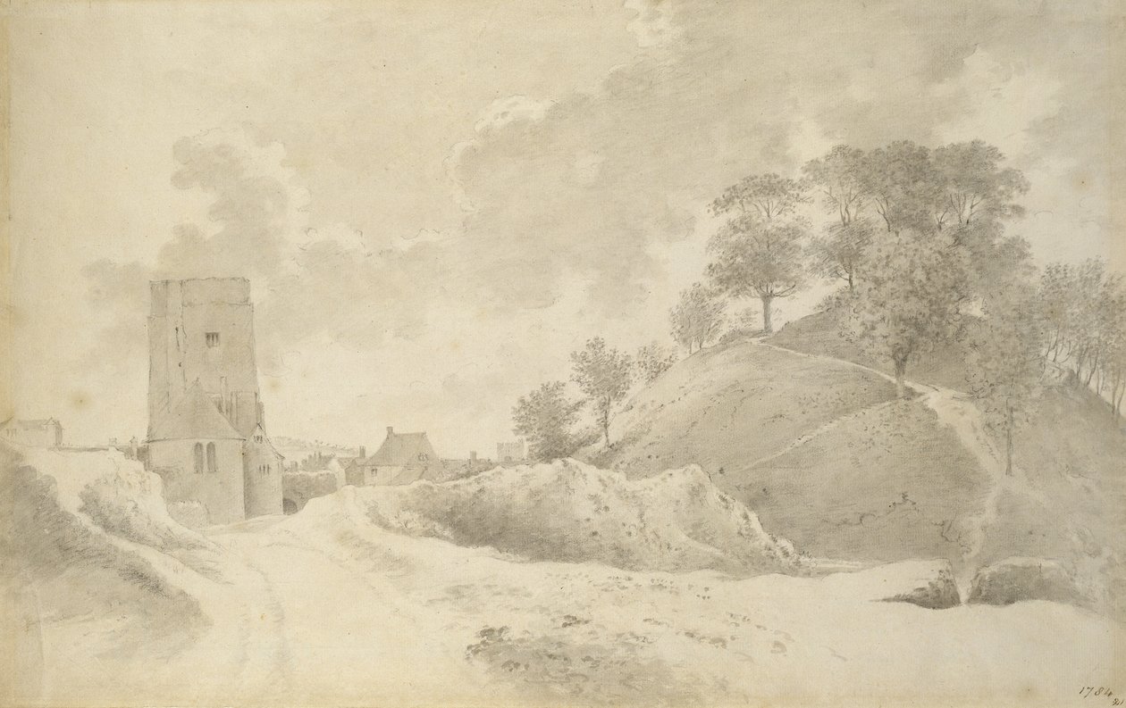 Castillo de Oxford y el montículo del castillo, 27 de mayo de 1784 de John Baptist Malchair