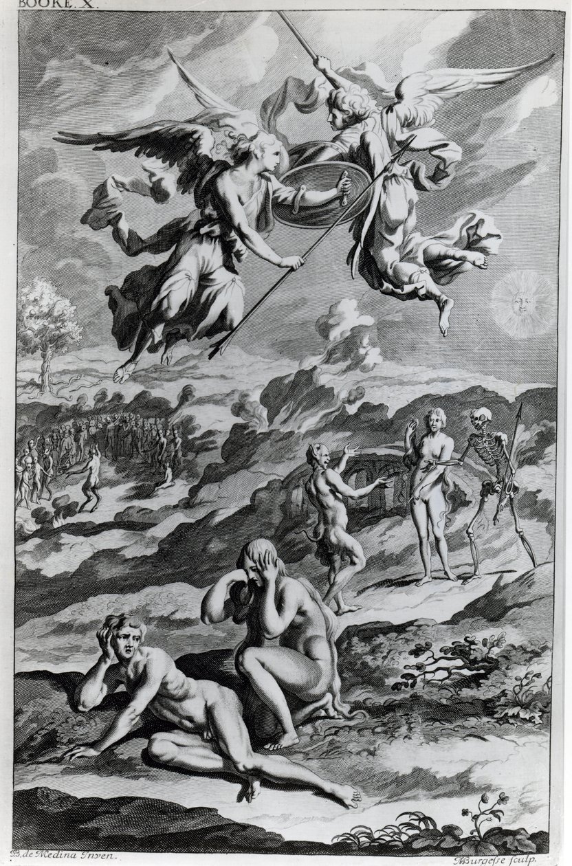 Adán y Eva después de la caída, ilustración de 