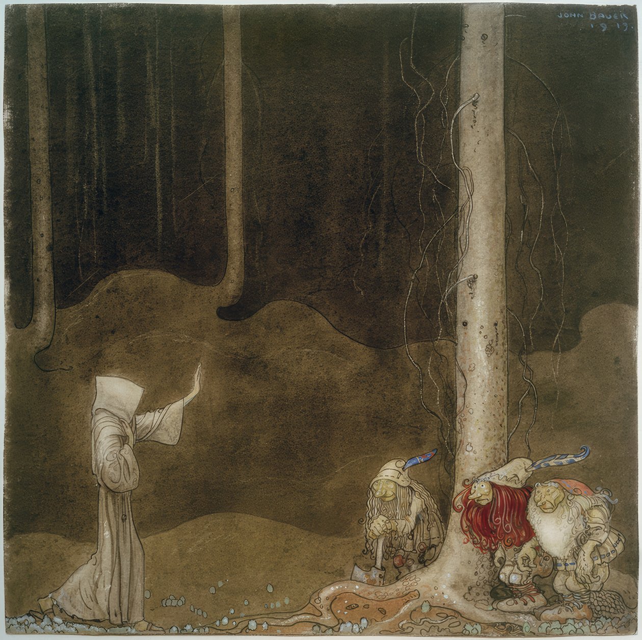San Martín y tres trolls de John Bauer