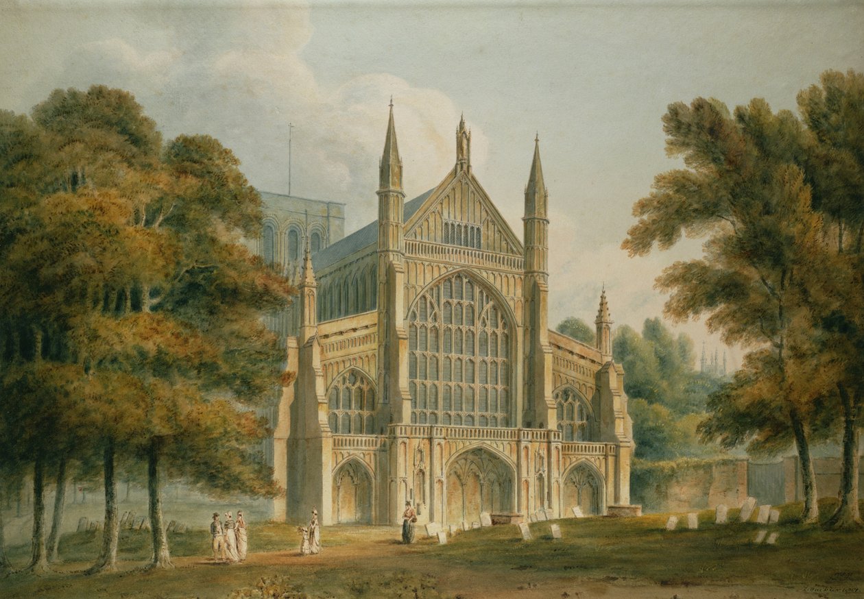 Catedral de Winchester: La Fachada desde el Noroeste, 1801 de John Chessell Buckler