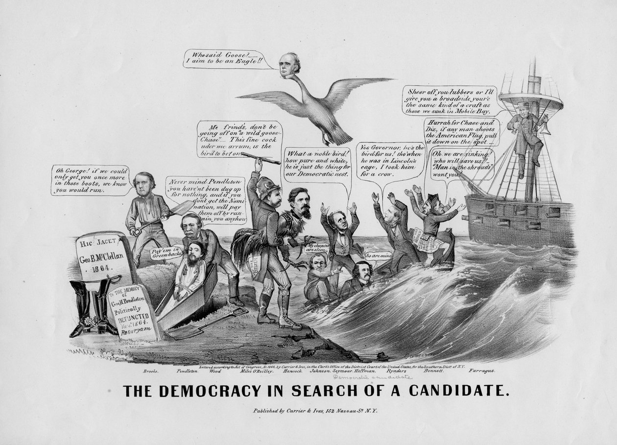La democracia en busca de un candidato, publicado por Currier y Ives, Nueva York, 1868 de John Cameron