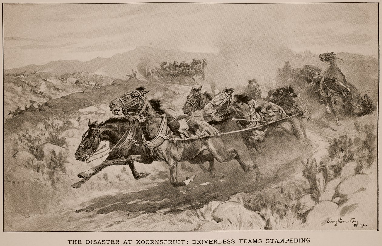 El Desastre en Koornspruit: Equipos sin conductor estampándose, 1900 de John Charlton