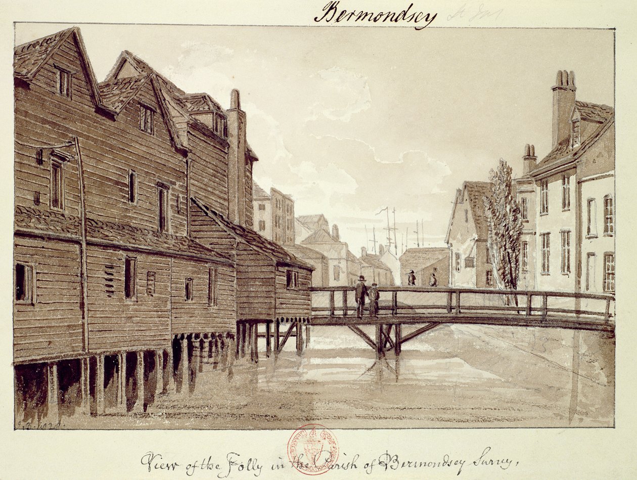Vista del Folly, Dockhead, Bermondsey, 1828 de 