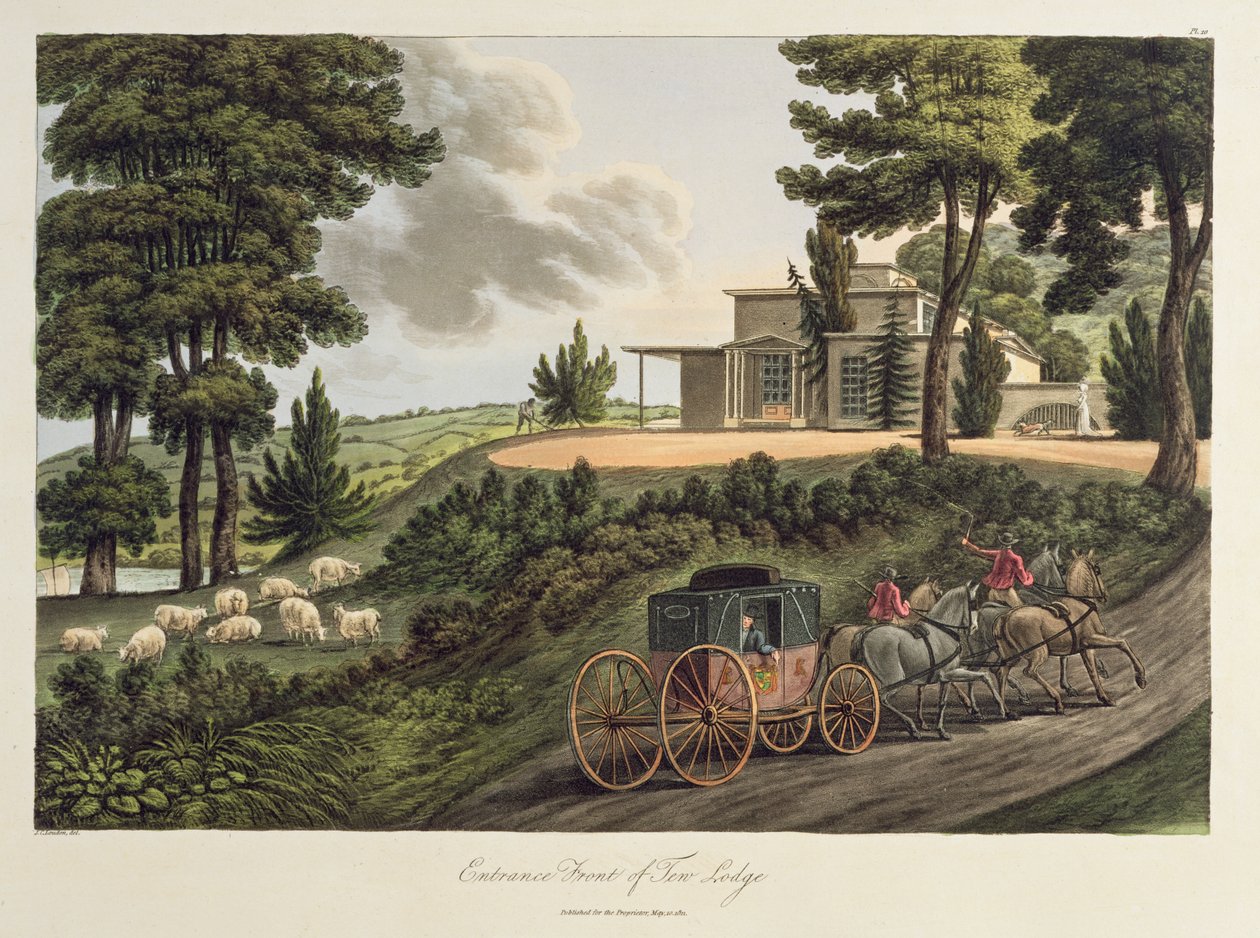 Frente de entrada a Tew Lodge, ilustración de Observations on Laying Out Farms in the Scotch Style, publicado en 1811 de John Claudius Loudon