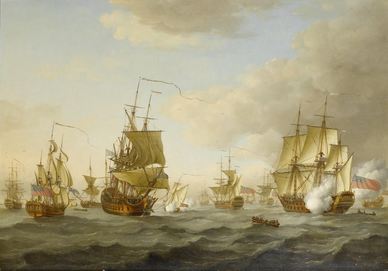 La flota del almirante Byng zarpando de Spithead de John Cleveley the elder