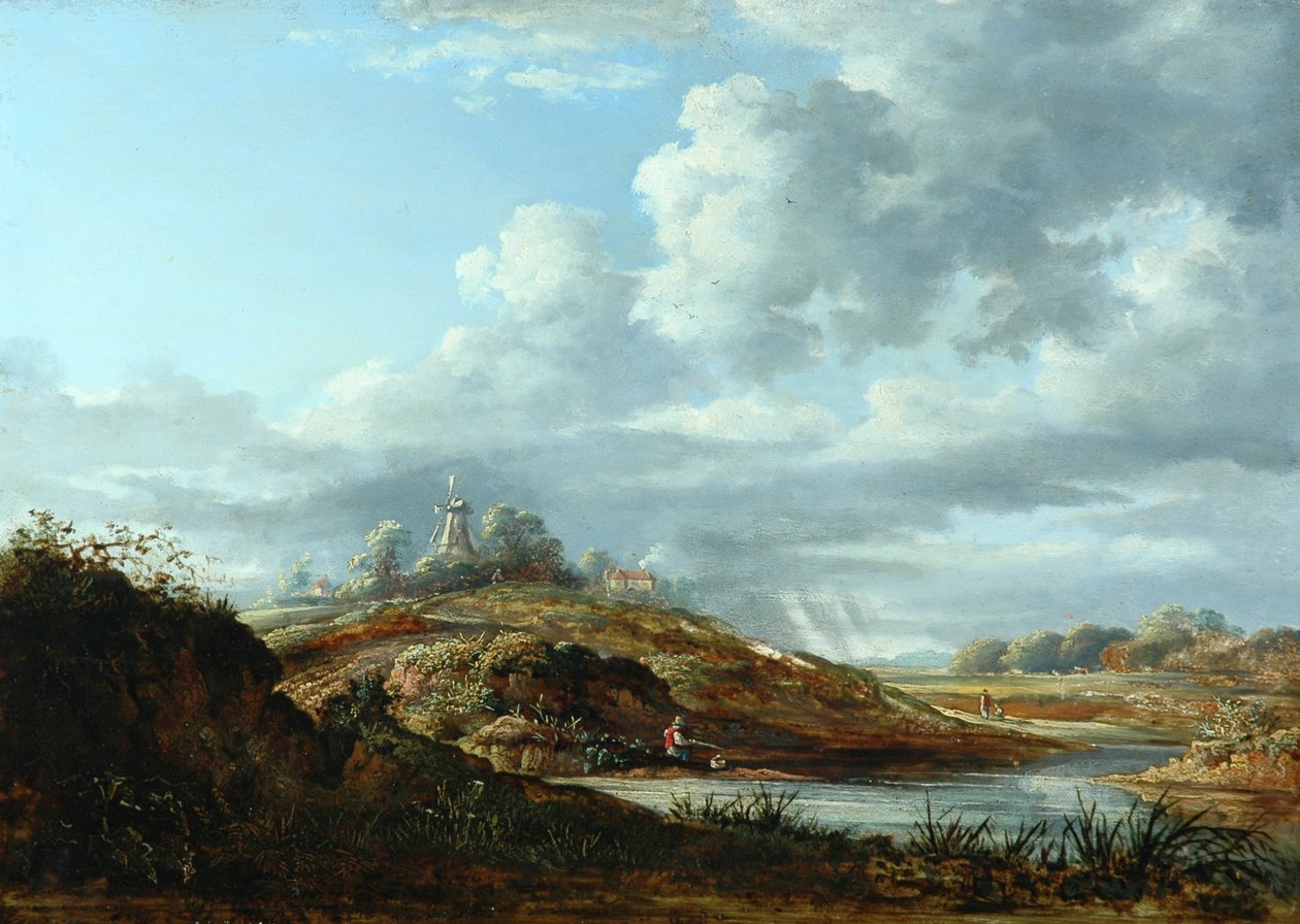 Un molino de viento sobre un río de John Constable