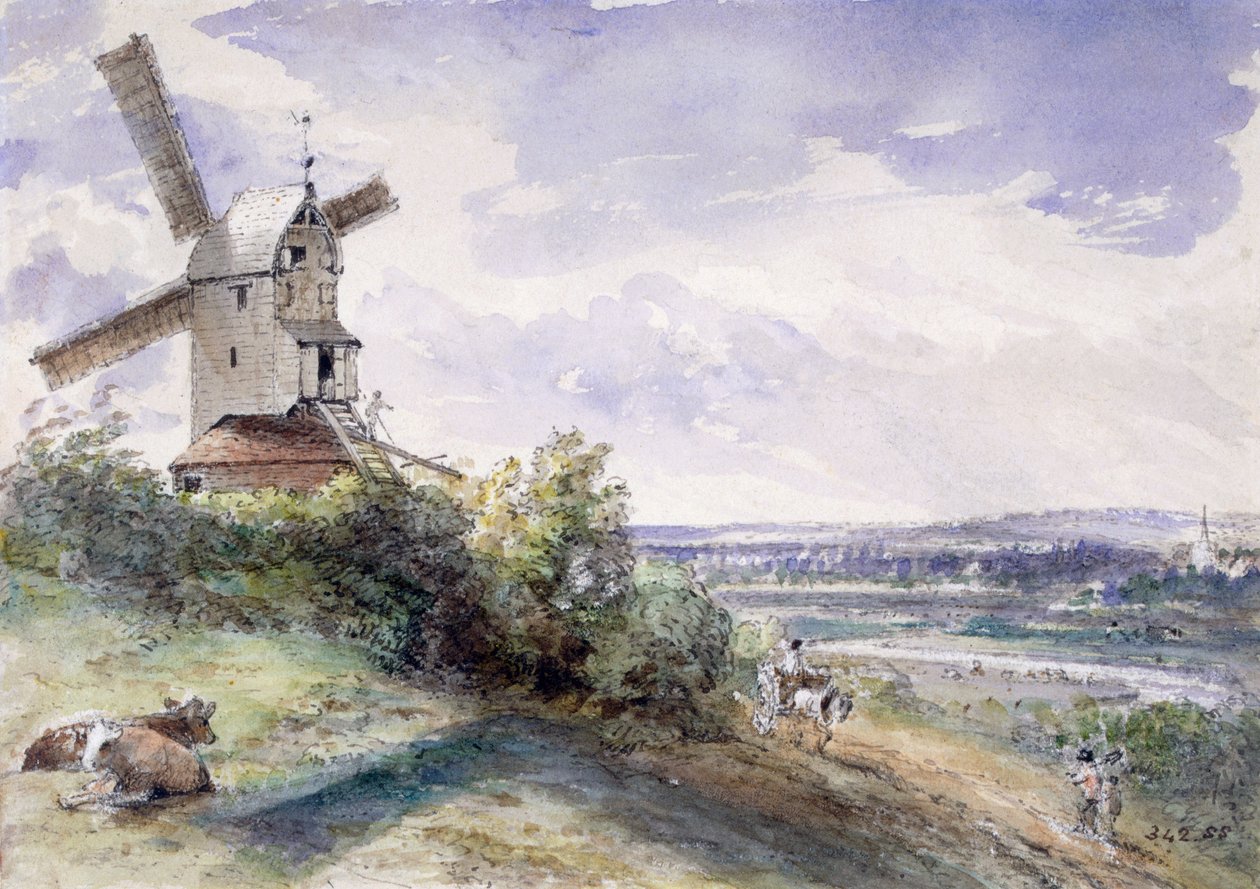 Un molino de viento en Stoke by Nayland, cerca de Ipswich, Suffolk, 1814 de John Constable
