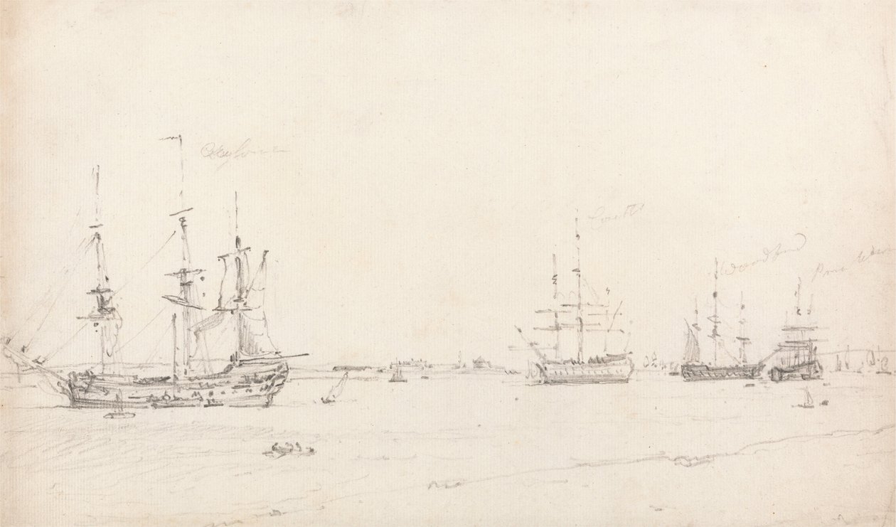 Cuatro barcos de la Compañía de las Indias Orientales en ancla de John Constable
