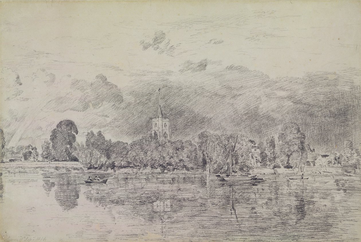 Iglesia de Fulham desde el otro lado del río, 1818 de John Constable
