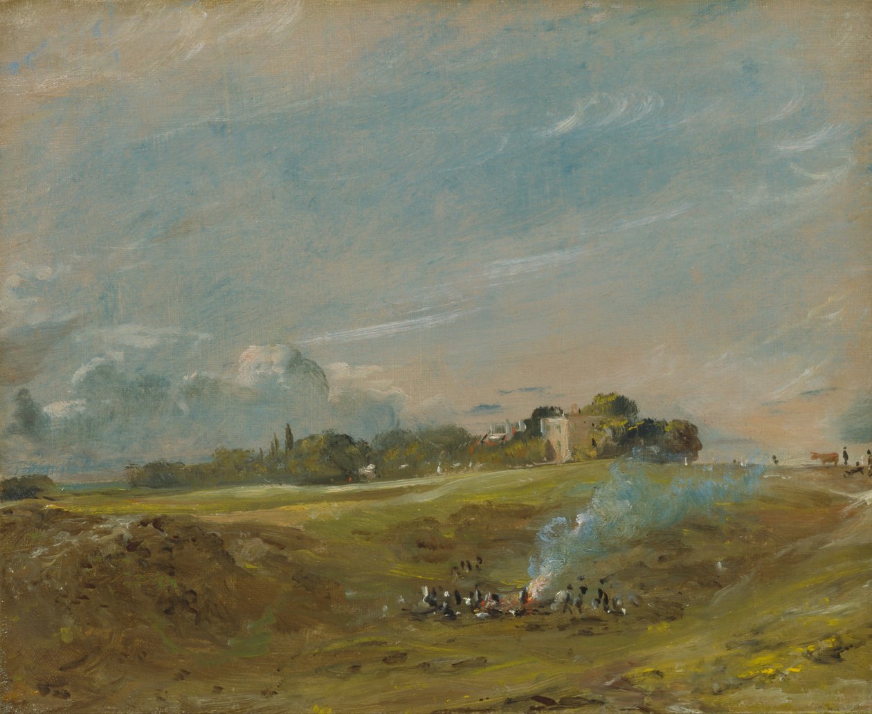 Hampstead Heath, con una hoguera de John Constable