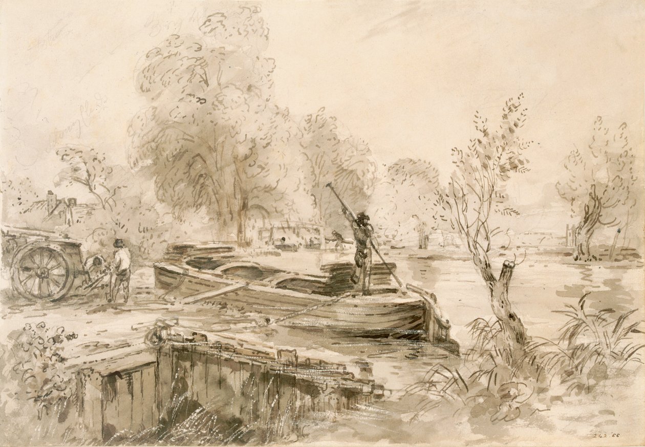 Hombres cargando una barcaza en el Stour, 1827 de John Constable