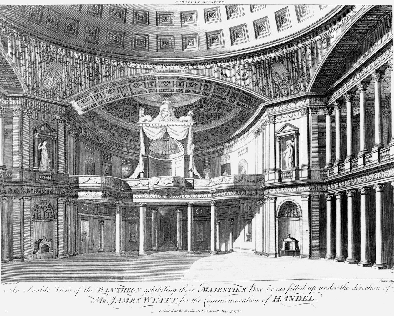 Vista interior del Panteón, Oxford Street, Londres, 1784 de John Dixon