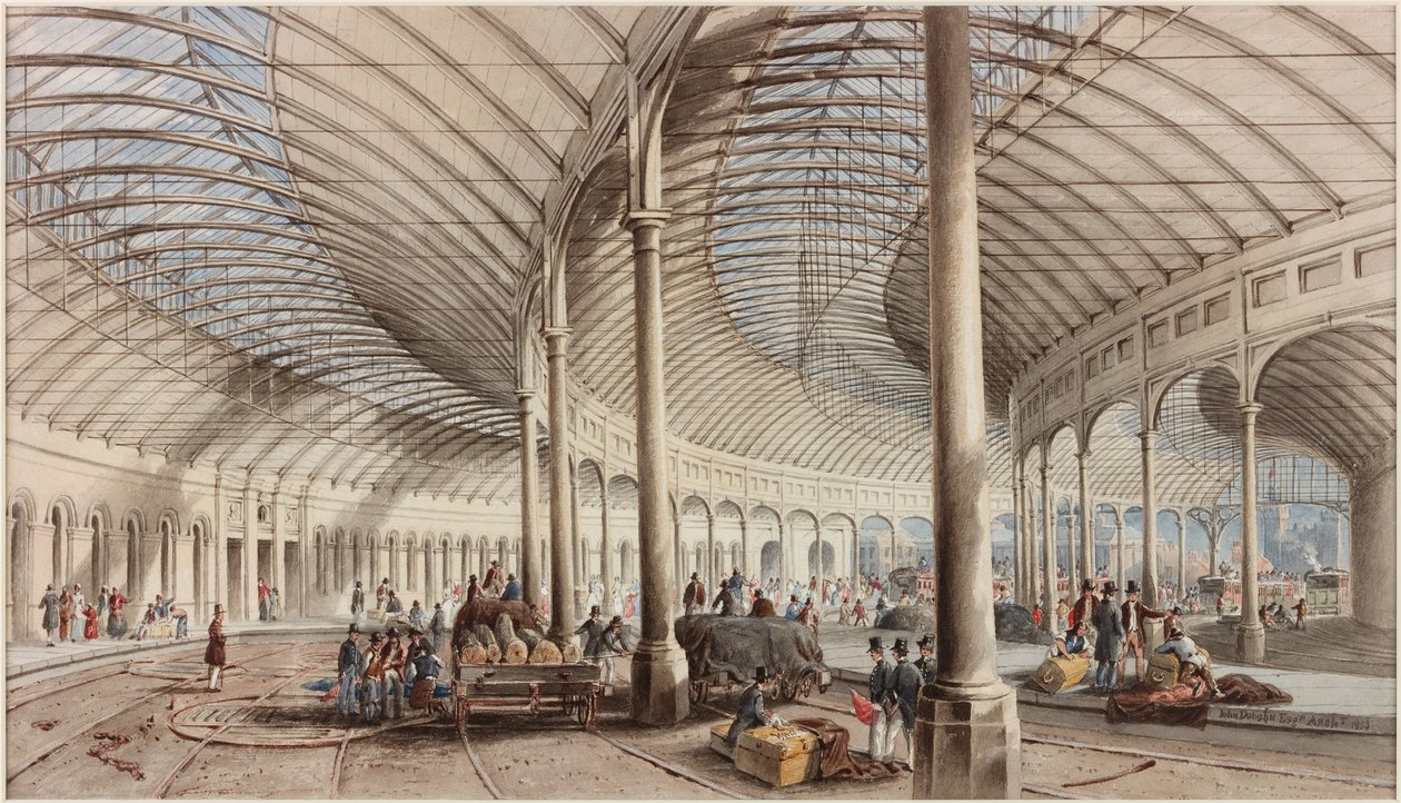 Interior de la estación central, Newcastle upon Tyne de John Dobson