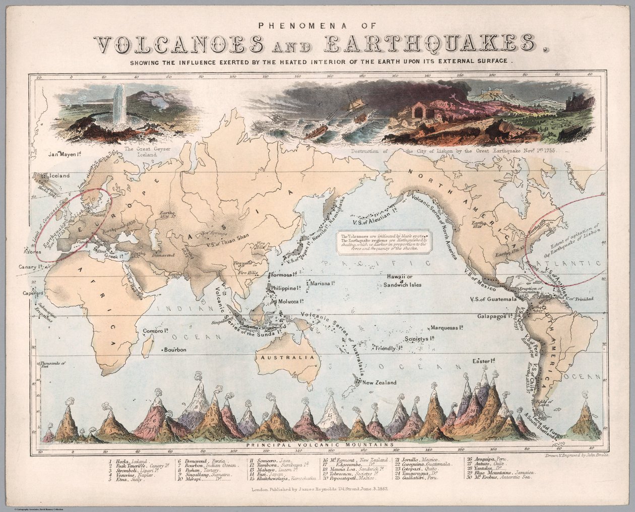 Fenómenos de volcanes y terremotos de John Emslie and James Reynolds