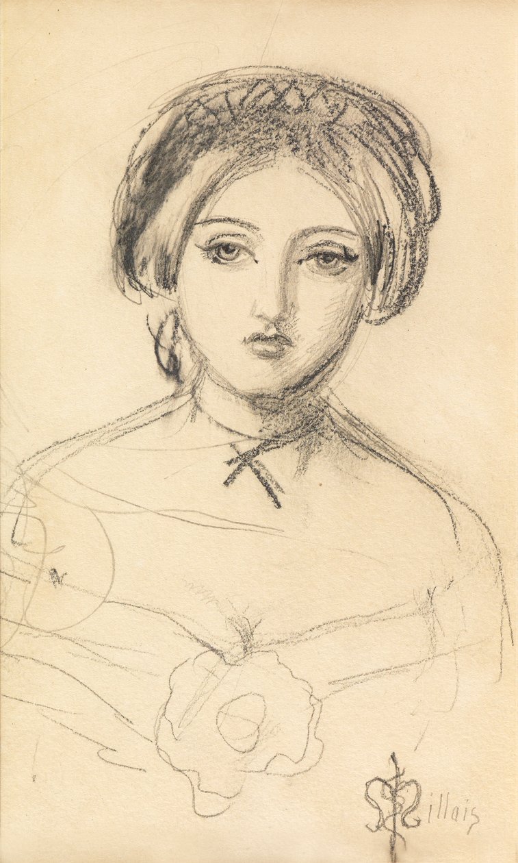 Una belleza inglesa al estilo de John Leech, c.1853 de John Everett Millais