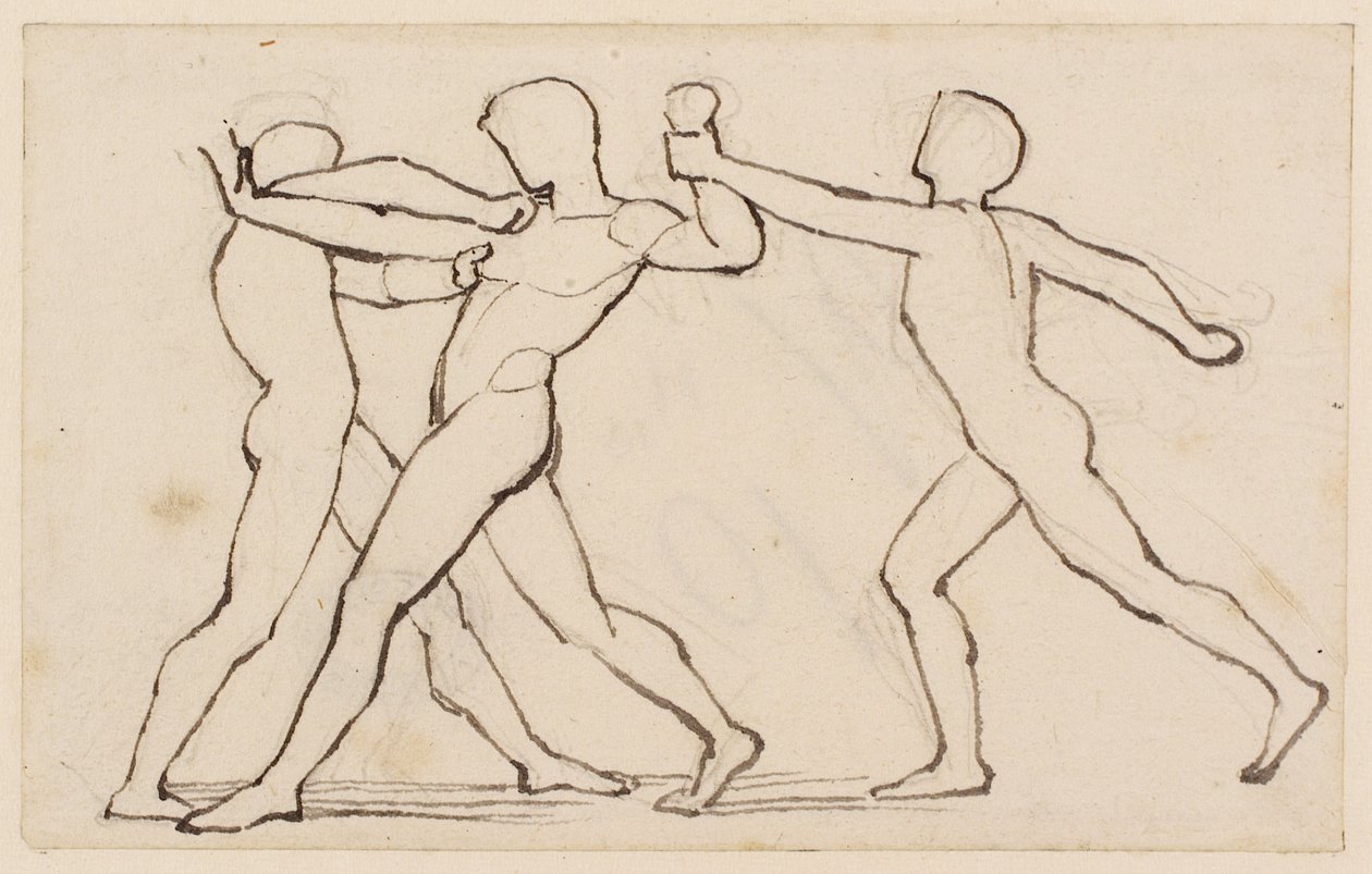 Un Grupo de Tres Figuras de Lucha de John Flaxman