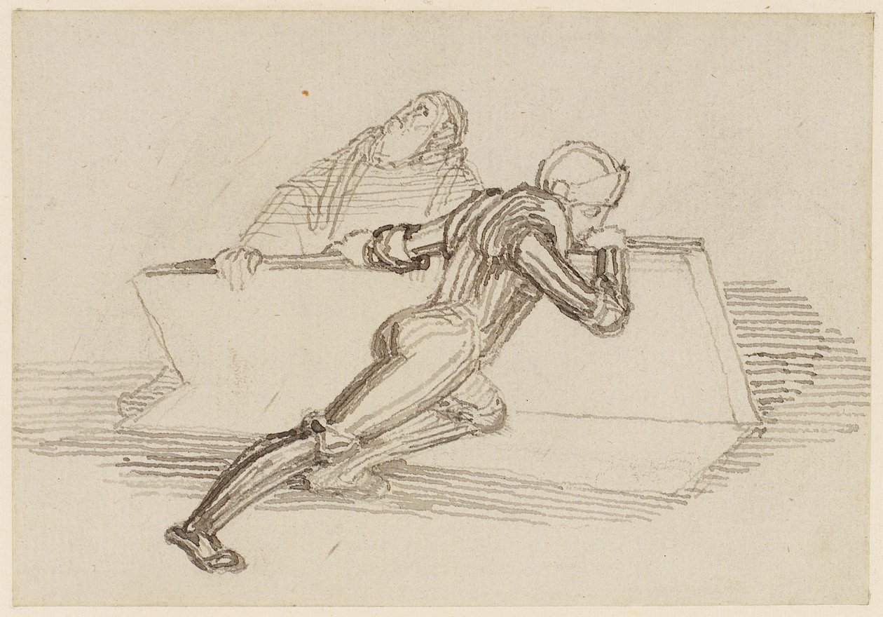 Un caballero levantando una losa de John Flaxman