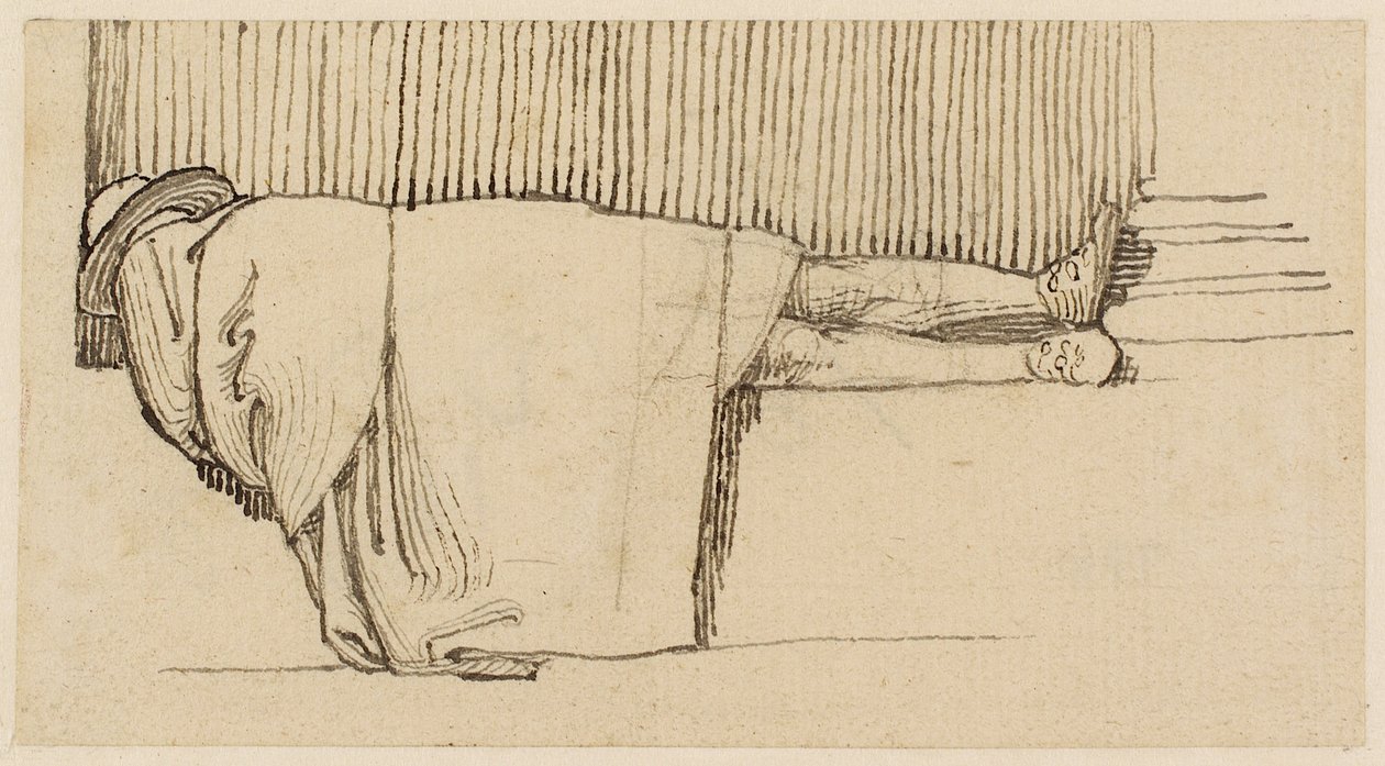Un Hombre en una Capa Durmiendo en el Plinto de un Edificio de John Flaxman