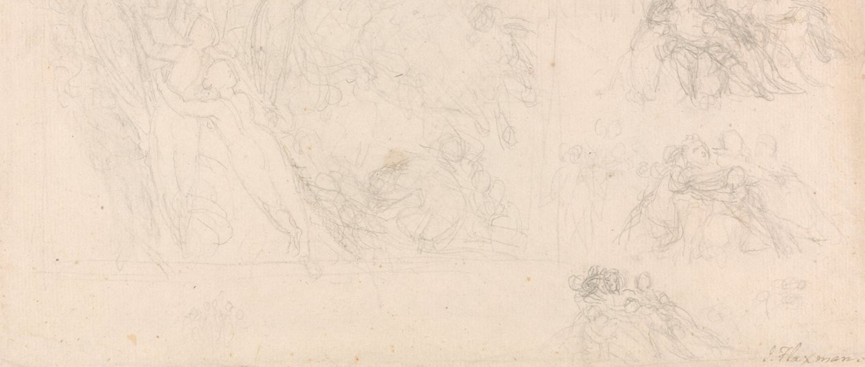 Hoja de estudios de figuras para La Odisea de John Flaxman