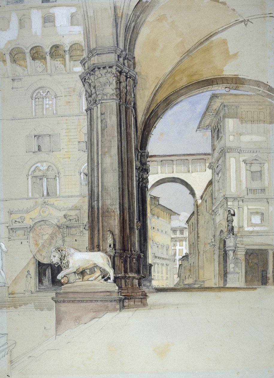 Florencia: El Palazzo Vecchio y los Uffizi de John Frederick Lewis