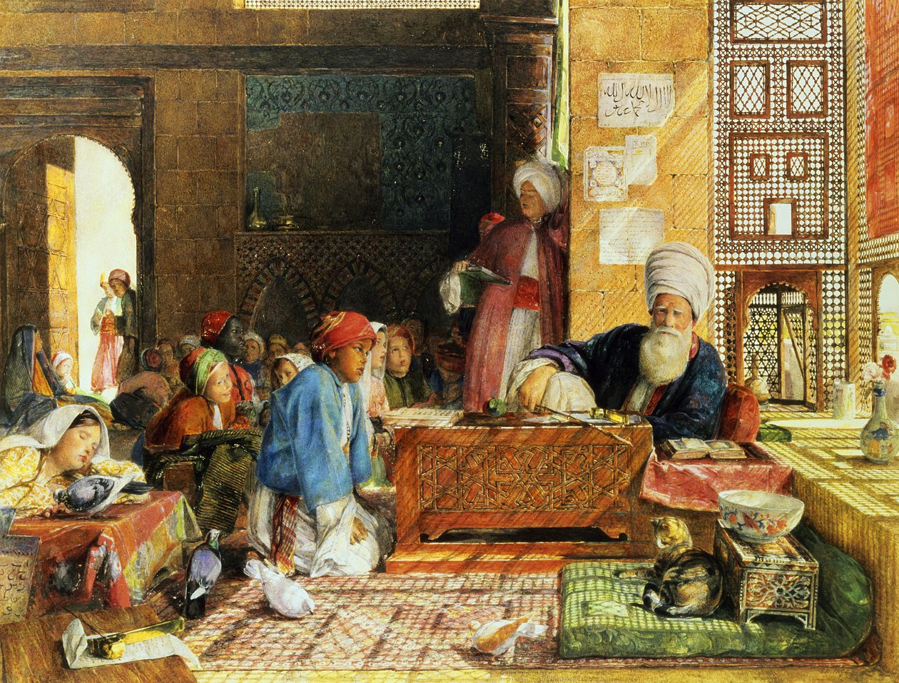 Interior de una Escuela, El Cairo, 1890 de John Frederick Lewis