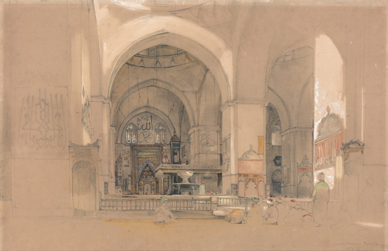 Interior de la Gran Mezquita, (Ulucami) Bursa, Turquía de John Frederick Lewis