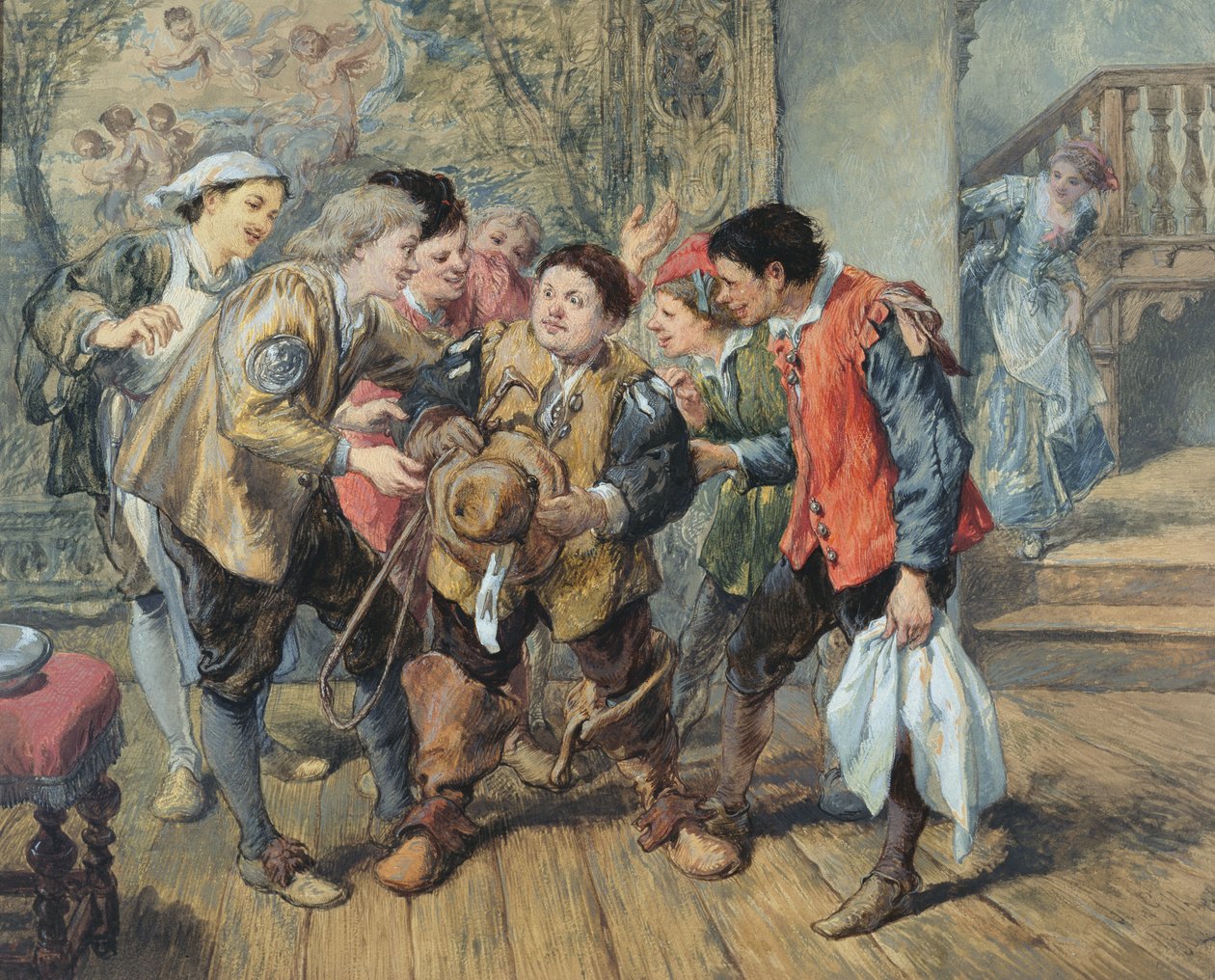 Grumio anunciando la llegada de Petrucchio, 1864 de John Gilbert