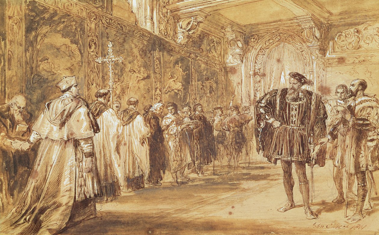 Enrique VIII y el cardenal Thomas Wolsey, 1861 de John Gilbert