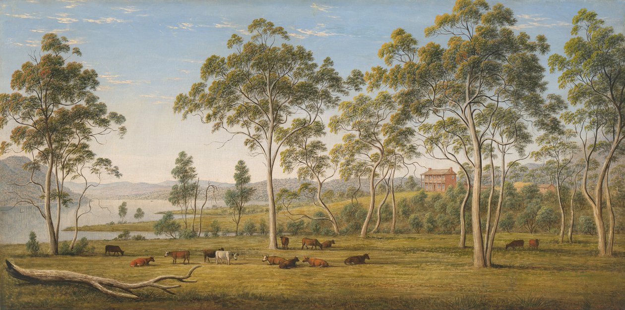 Casa del Sr. Robinson en el Derwent, Tierra de Van Diemen de John Glover