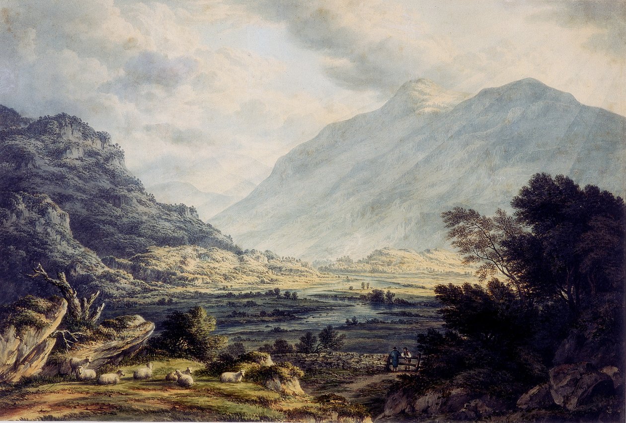 Cerca de Capel Curig, con vista al Monte Snowdon, Gales de John Glover