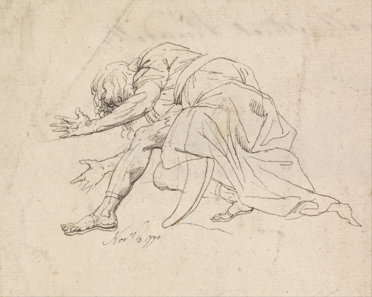 Un hombre arrodillado de John Hamilton Mortimer