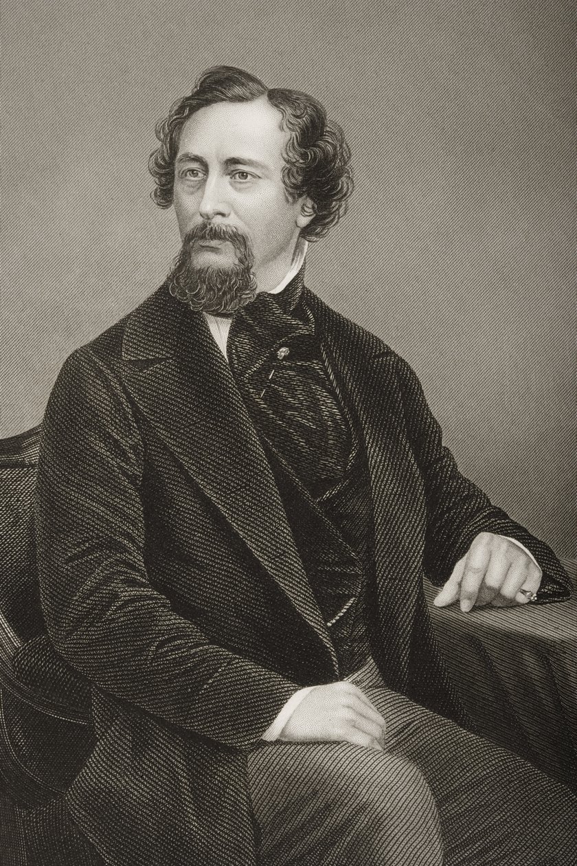Charles John Huffam Dickens (1812-70) grabado por D.J. Pound de una fotografía, de 