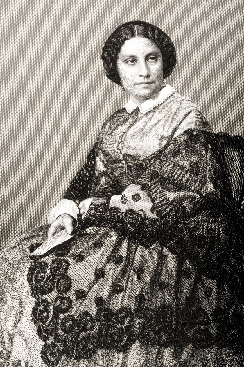 Madame Caroline Marie Felix Miolan-Carvalho (c.1827-95) grabado por D.J. Pound de una fotografía, de 