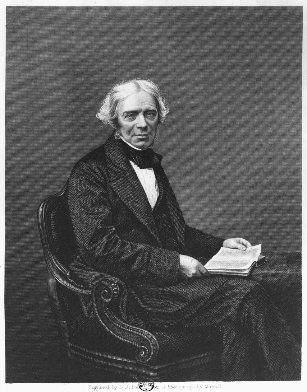 Retrato de Michael Faraday (1791-1867) grabado por D.J. Pound a partir de una fotografía de John Jabez Edwin Paisley Mayall
