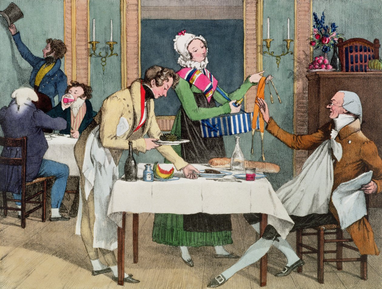 Le Restaurant, pub. por Rodwell y Martin, 1820 de John James Chalon