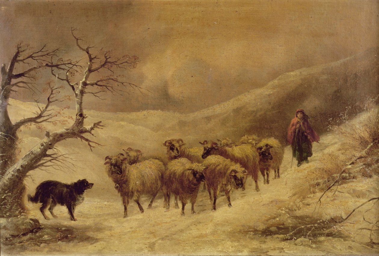 Pastora en la nieve, 1845-1900 de John Joseph Barker